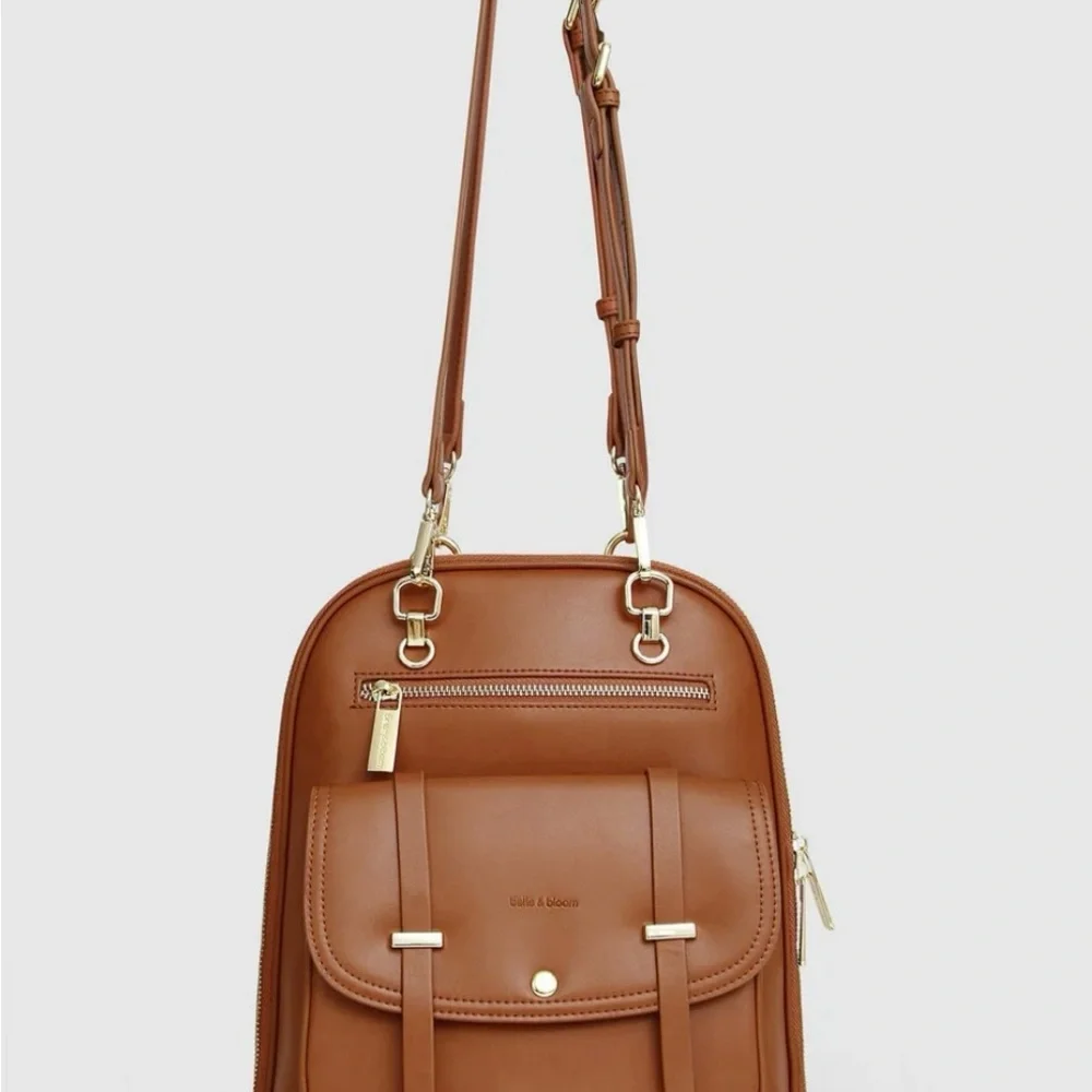 Tan Faux Leather Backpack Purse